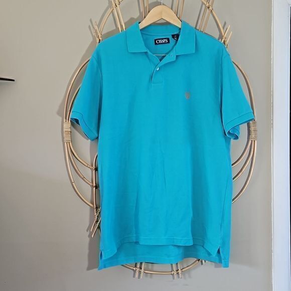 Chaps Bluebird Turquoise Short Sleeve100% Cotton Polo Shirt Sz L - Picture 10 of 10